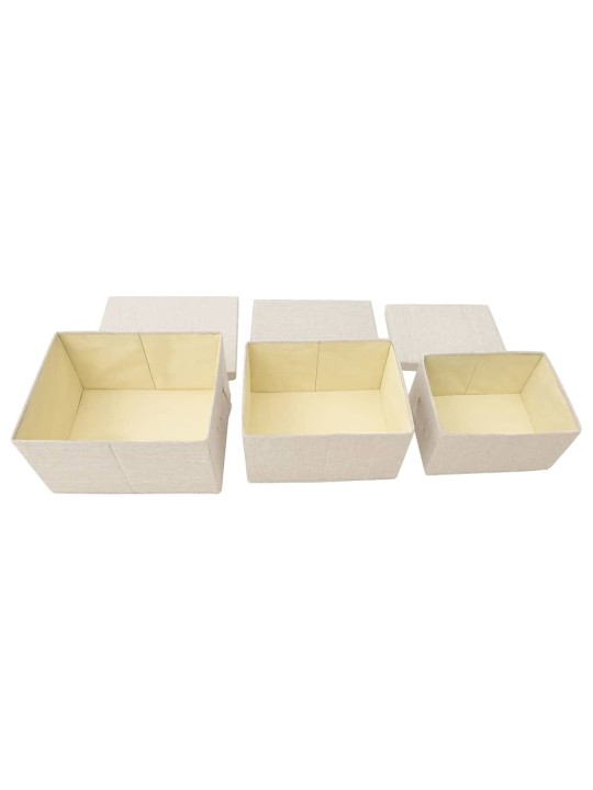 Stohovatelné úložné boxy 3dílná sada textil krémové