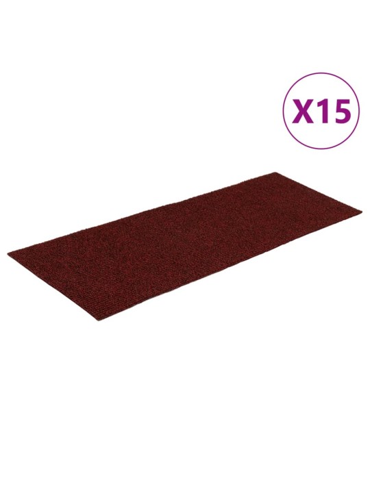 Samolepící nášlapy na schody obdélníkové 15 ks 60x25 cm červené