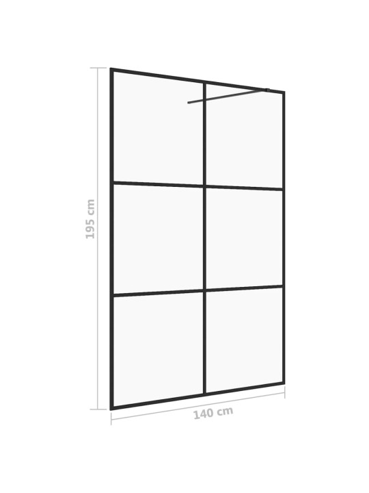 Zástěna do průchozí sprchy čiré ESG sklo 140 x 195 cm černá