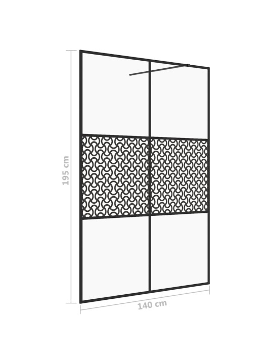 Zástěna do průchozí sprchy čiré ESG sklo 140 x 195 cm černá