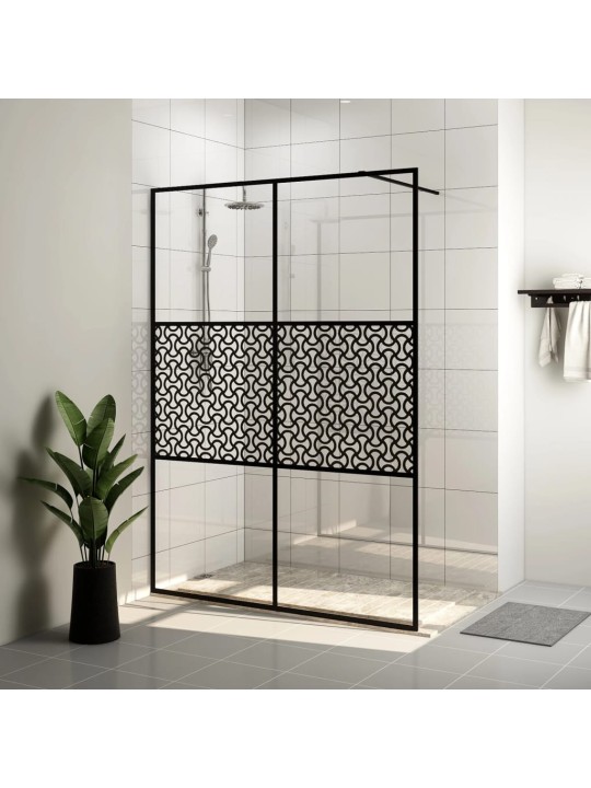 Zástěna do průchozí sprchy čiré ESG sklo 140 x 195 cm černá