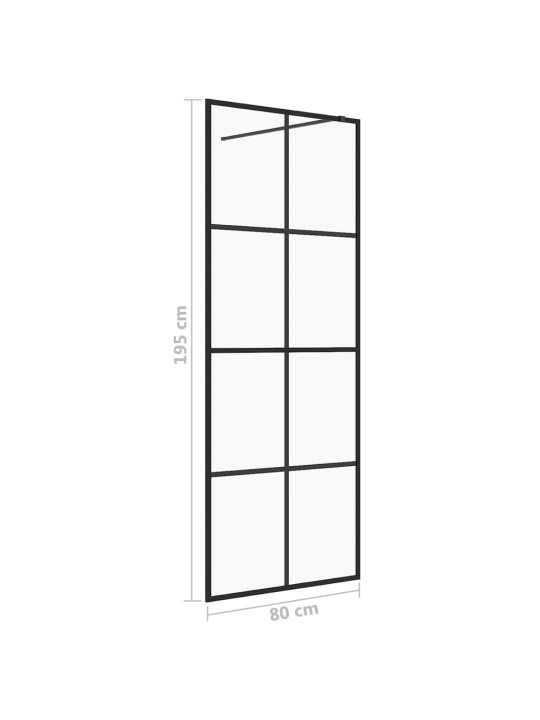 Zástěna do průchozí sprchy čiré ESG sklo 80 x 195 cm černá