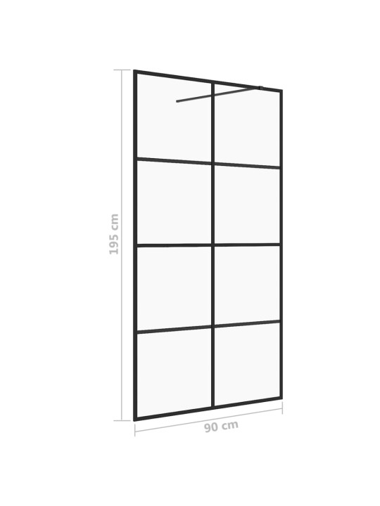 Zástěna do průchozí sprchy čiré ESG sklo 90 x 195 cm černá
