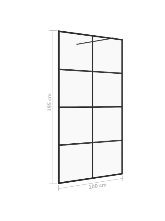 Zástěna do průchozí sprchy čiré ESG sklo 100 x 195 cm černá