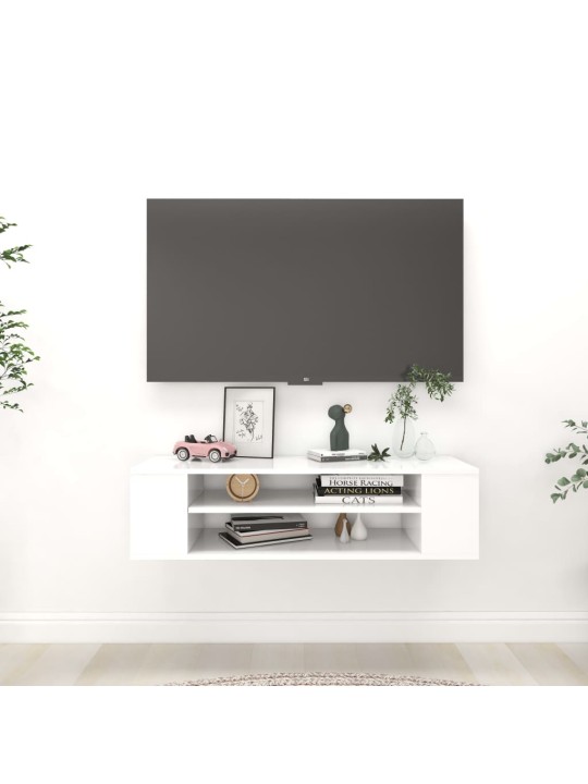 Závěsná TV skříňka bílá 100 x 30 x 26,5 cm dřevotříska