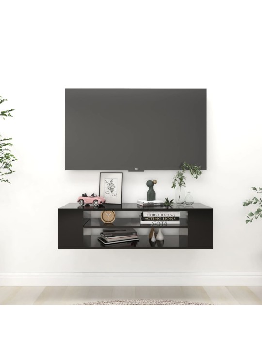 Závěsná TV skříňka černá 100 x 30 x 26,5 cm dřevotříska