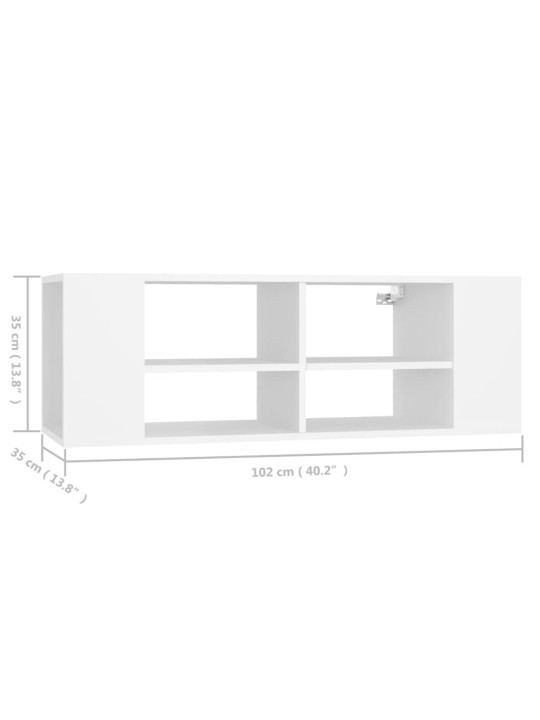 Nástěnná TV skříňka bílá 102 x 35 x 35 cm dřevotříska