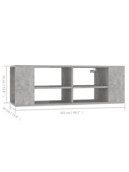Nástěnná tv skříňka betonově šedá 102 x 35 x 35 cm dřevotříska