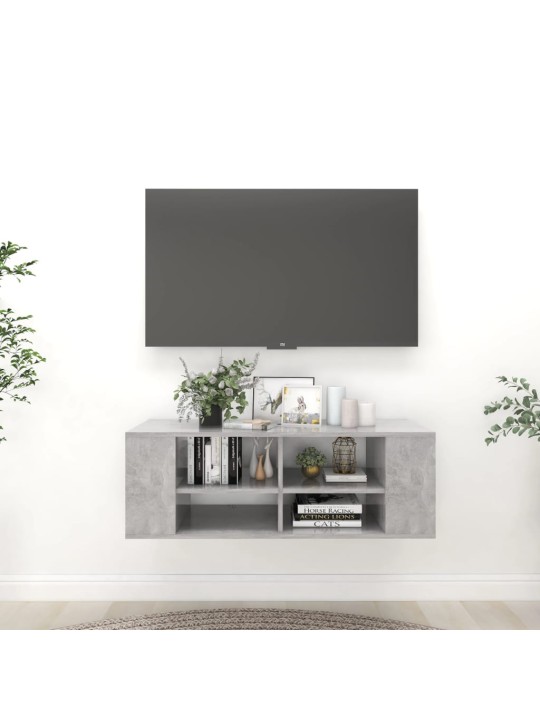 Nástěnná tv skříňka betonově šedá 102 x 35 x 35 cm dřevotříska
