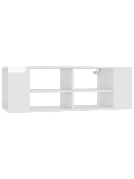 Nástěnná TV skříňka bílá vysoký lesk 102x35x35 cm dřevotříska