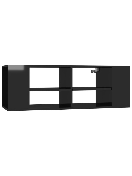 Nástěnná TV skříňka černá vysoký lesk 102x35x35 cm dřevotříska