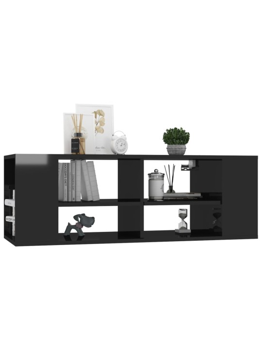Nástěnná TV skříňka černá vysoký lesk 102x35x35 cm dřevotříska