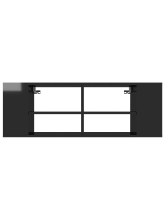 Nástěnná TV skříňka černá vysoký lesk 102x35x35 cm dřevotříska