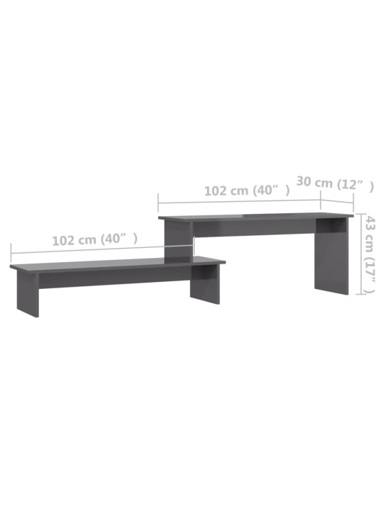 TV stolek šedý s vysokým leskem 180x30x43 cm kompozitní dřevo