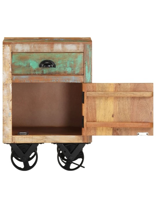 Noční stolek na kolečkách 40x30x57 cm masivní recyklované dřevo