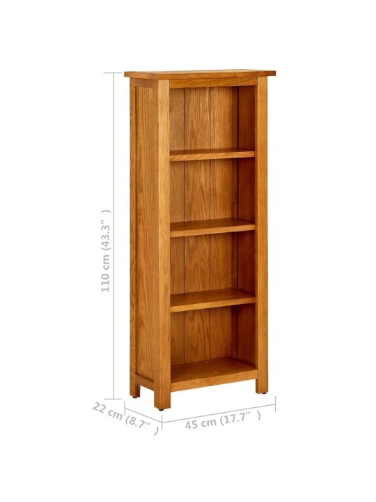 Knihovna se 4 policemi 45 x 22 x 110 cm masivní dubové dřevo