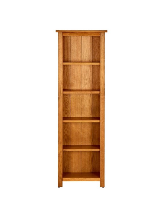 Knihovna s 5 policemi 45 x 22 x 140 cm masivní dubové dřevo