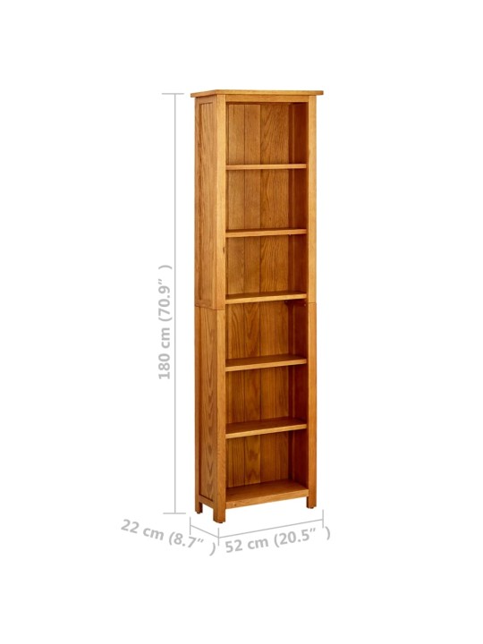 Knihovna se 6 policemi 52x22x180 cm masivní dubové dřevo