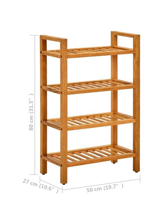 Botník se 4 policemi 50 x 27 x 80 cm masivní dubové dřevo
