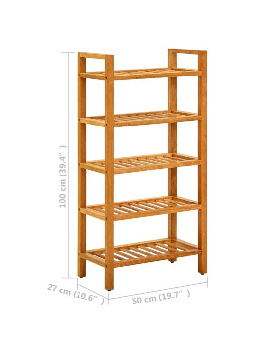 Botník s 5 policemi 50 x 27 x 100 cm masivní dubové dřevo