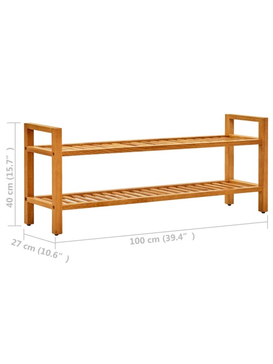 Botník se 2 policemi 100 x 27 x 40 cm masivní dubové dřevo