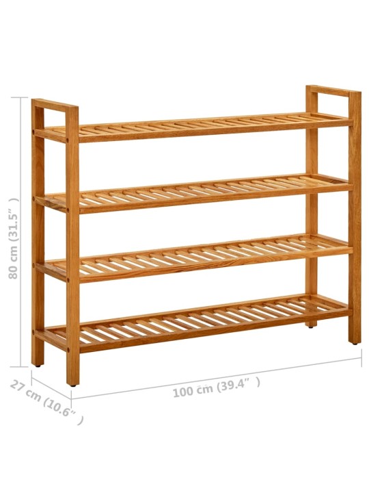 Botník se 4 policemi 100 x 27 x 80 cm masivní dubové dřevo