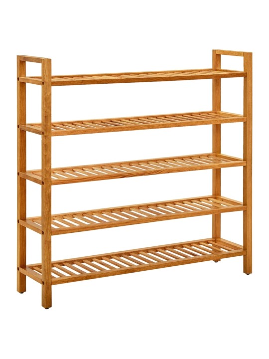 Botník s 5 policemi 100 x 27 x 100 cm masivní dubové dřevo