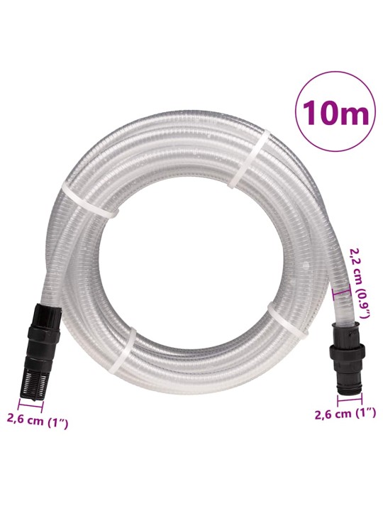 Sací hadice s pvc konektory průhledná 1" 10 m pvc