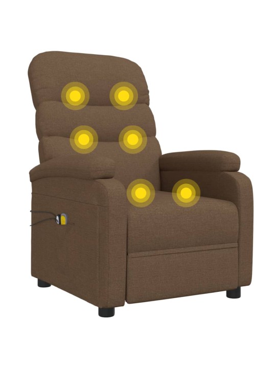 Elektrické masážní křeslo hnědé textil