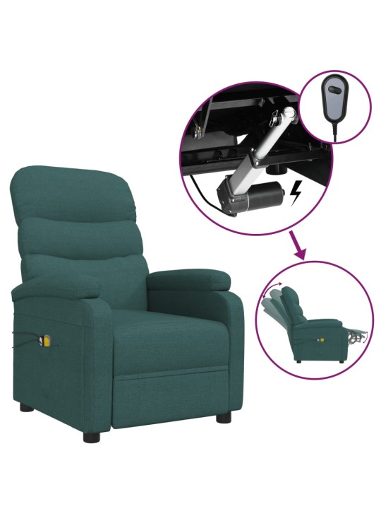 Elektrické masážní křeslo tmavě zelené textil