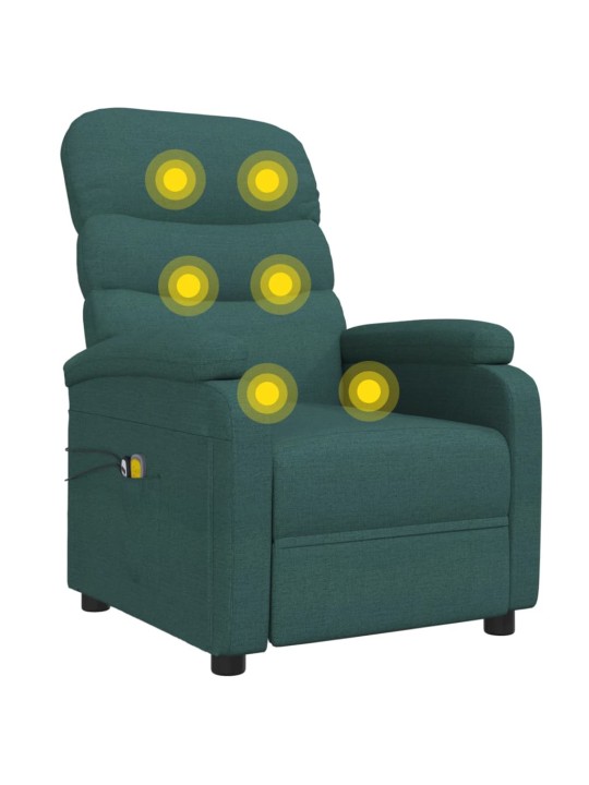 Elektrické masážní křeslo tmavě zelené textil