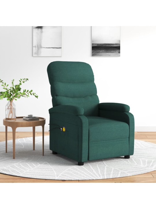 Elektrické masážní křeslo tmavě zelené textil