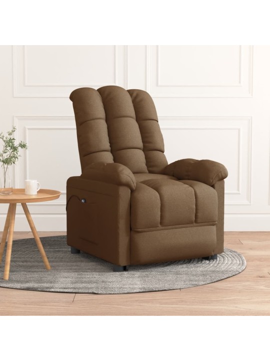 Elektrické polohovací křeslo hnědé textil