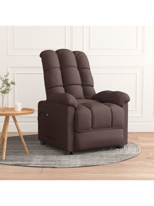 Elektrické polohovací křeslo tmavě hnědé textil