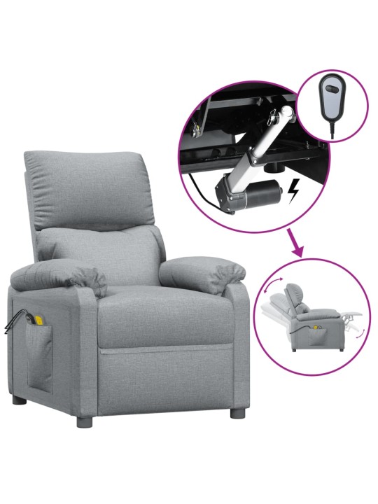 Elektrické masážní křeslo světle šedé textil