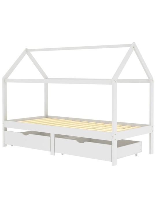 Rám dětské postele se zásuvkami bílý masivní borovice 90x200 cm
