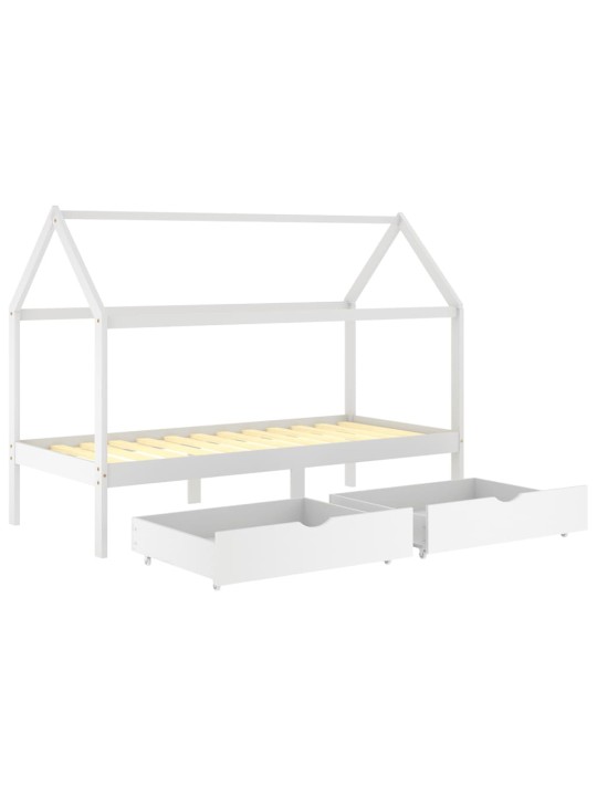 Rám dětské postele se zásuvkami bílý masivní borovice 90x200 cm