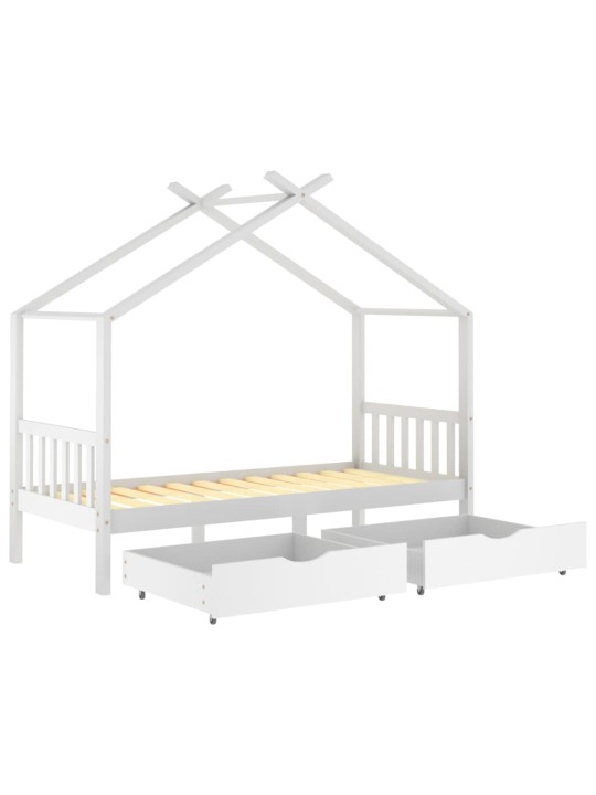 Rám dětské postele se zásuvkami bílý masivní borovice 90x200 cm