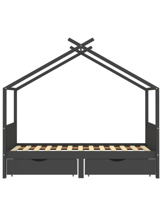 Rám dětské postele se zásuvkami tmavě šedý borovice 90 x 200 cm