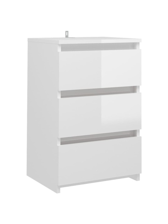 Noční stolek bílý vysoký lesk 40x35x62,5 cm kompozitní dřevo