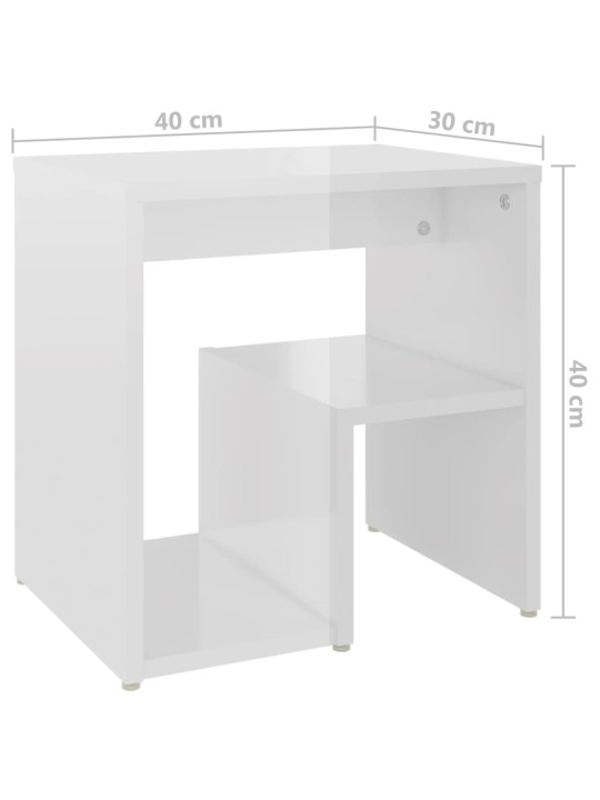 Noční stolek bílý s vysokým leskem 40x30x40 cm kompozitní dřevo