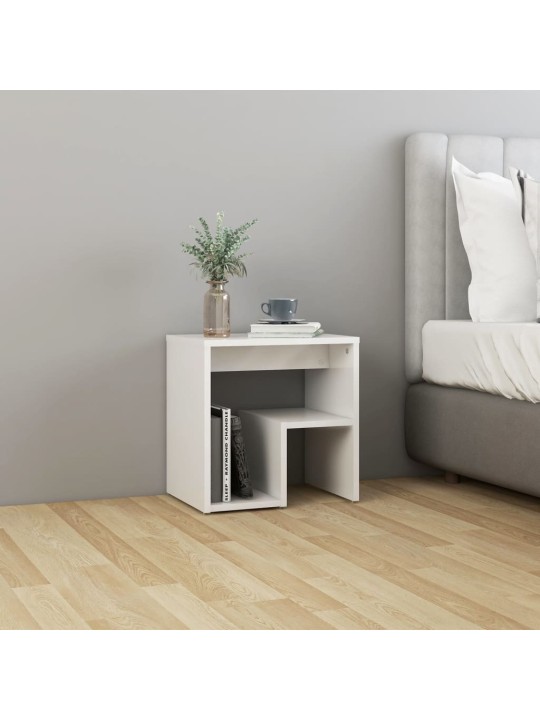 Noční stolek bílý s vysokým leskem 40x30x40 cm kompozitní dřevo