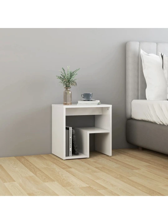 Noční stolky 2 ks bílé vysoký lesk 40x30x40 cm kompozitní dřevo