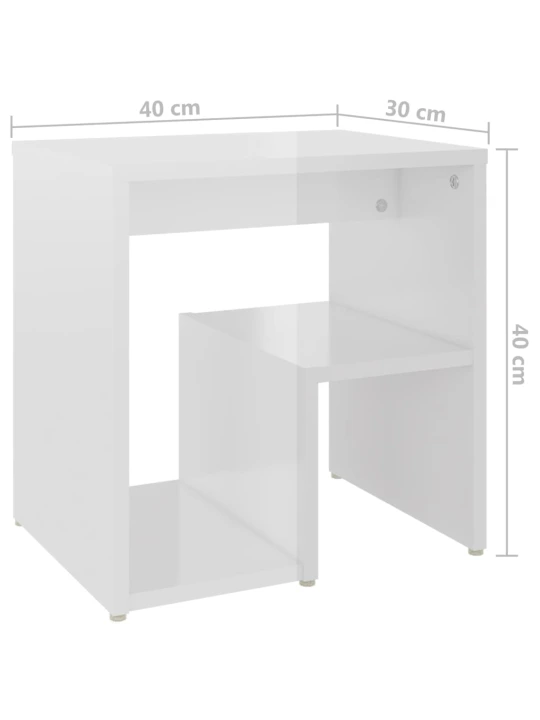 Noční stolky 2 ks bílé vysoký lesk 40x30x40 cm kompozitní dřevo