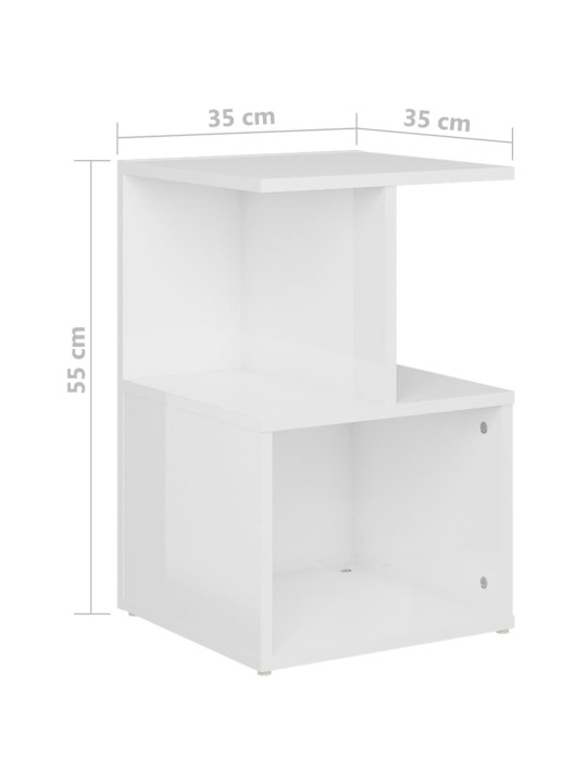 Noční stolek bílý s vysokým leskem 35x35x55 cm kompozitní dřevo