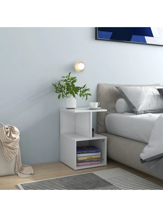 Noční stolek bílý s vysokým leskem 35x35x55 cm kompozitní dřevo