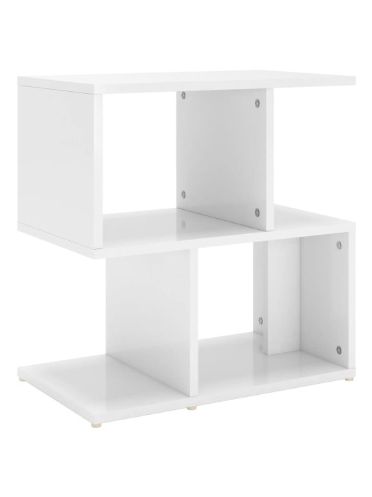 Noční stolek bílý vysoký lesk 50x30x51,5 cm kompozitní dřevo