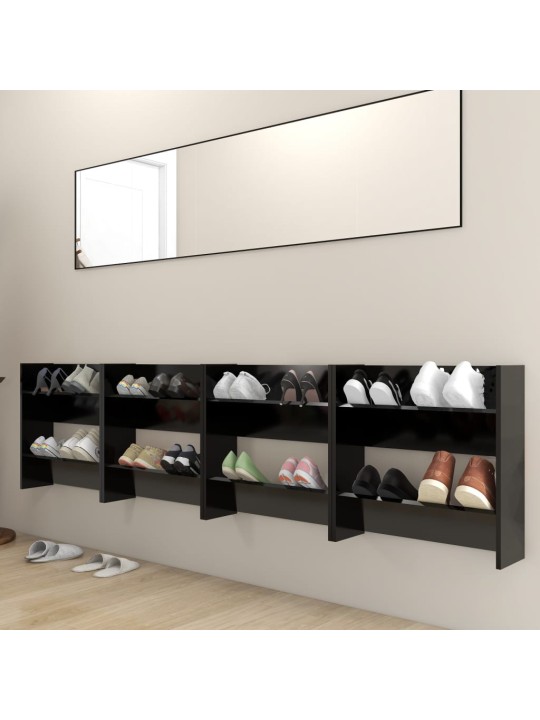 Nástěnné botníky 4 ks černé 60 x 18 x 60 cm kompozitní dřevo