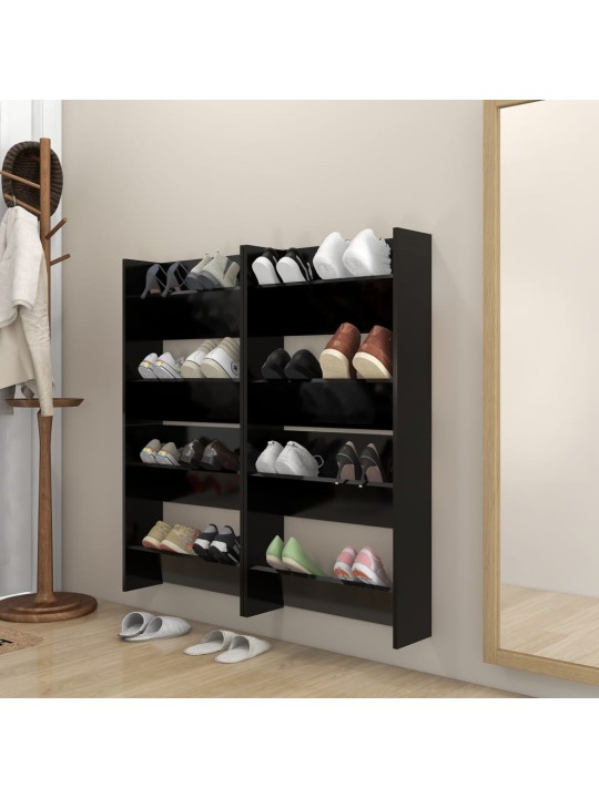 Nástěnné botníky 4 ks černé 60 x 18 x 60 cm kompozitní dřevo