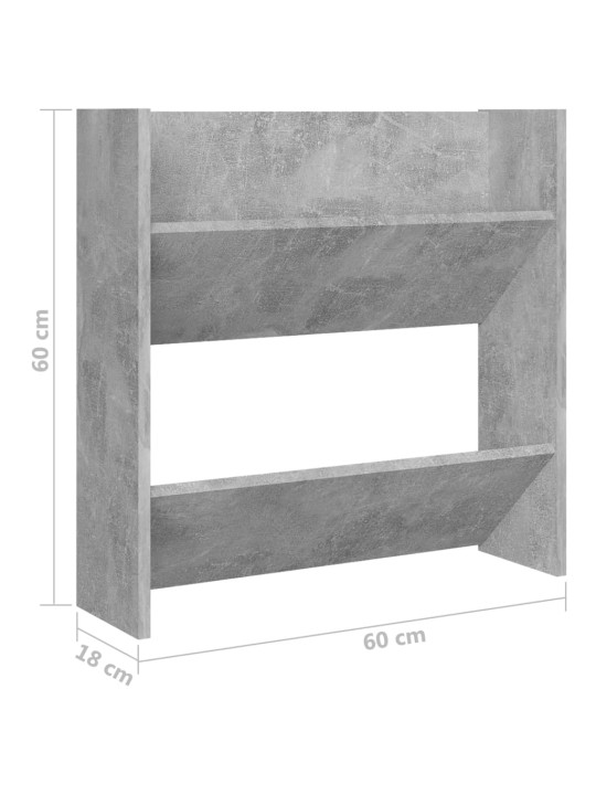 Nástěnný botník betonově šedý 60 x 18 x 60 cm dřevotříska